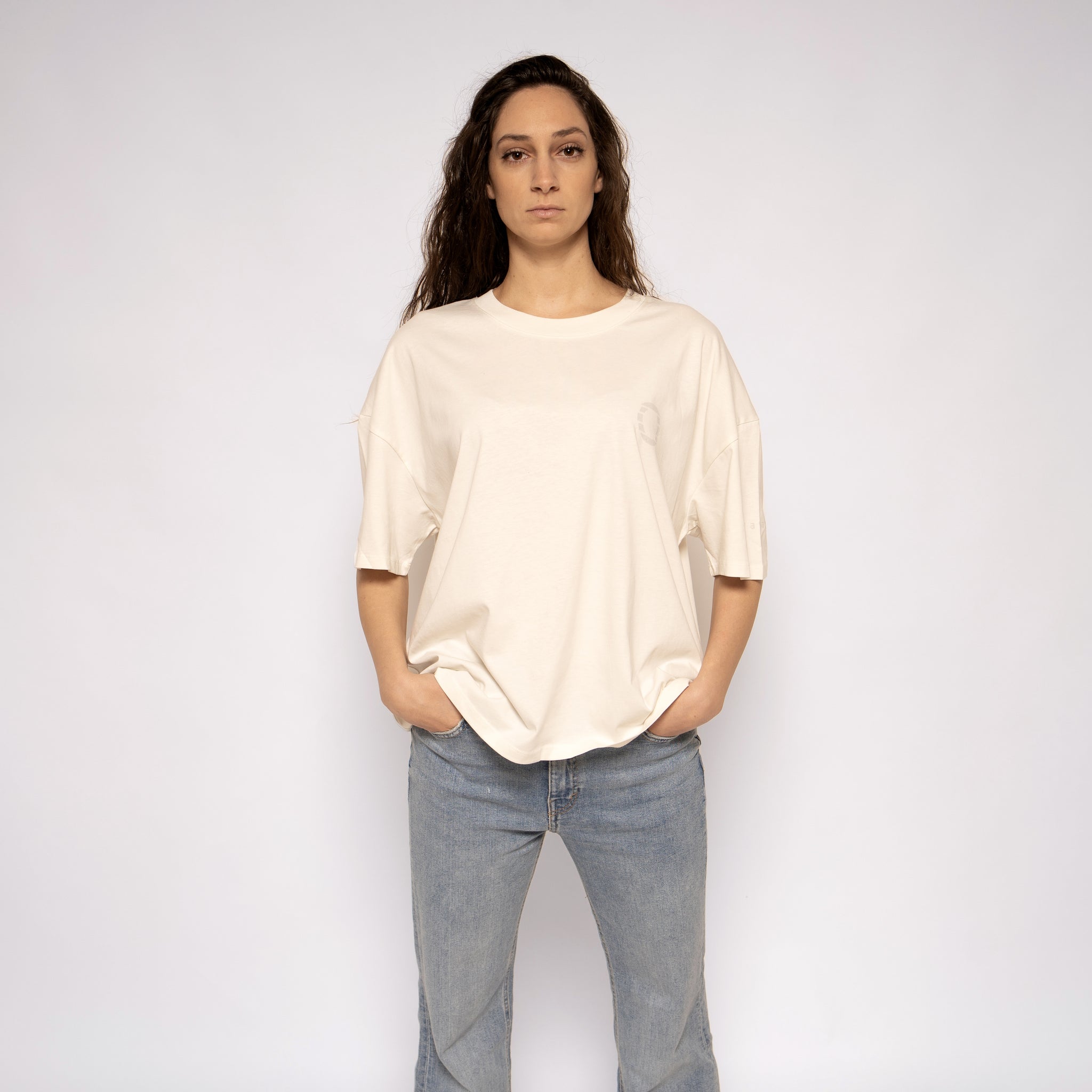 T-shirt Donna White Black Oversize