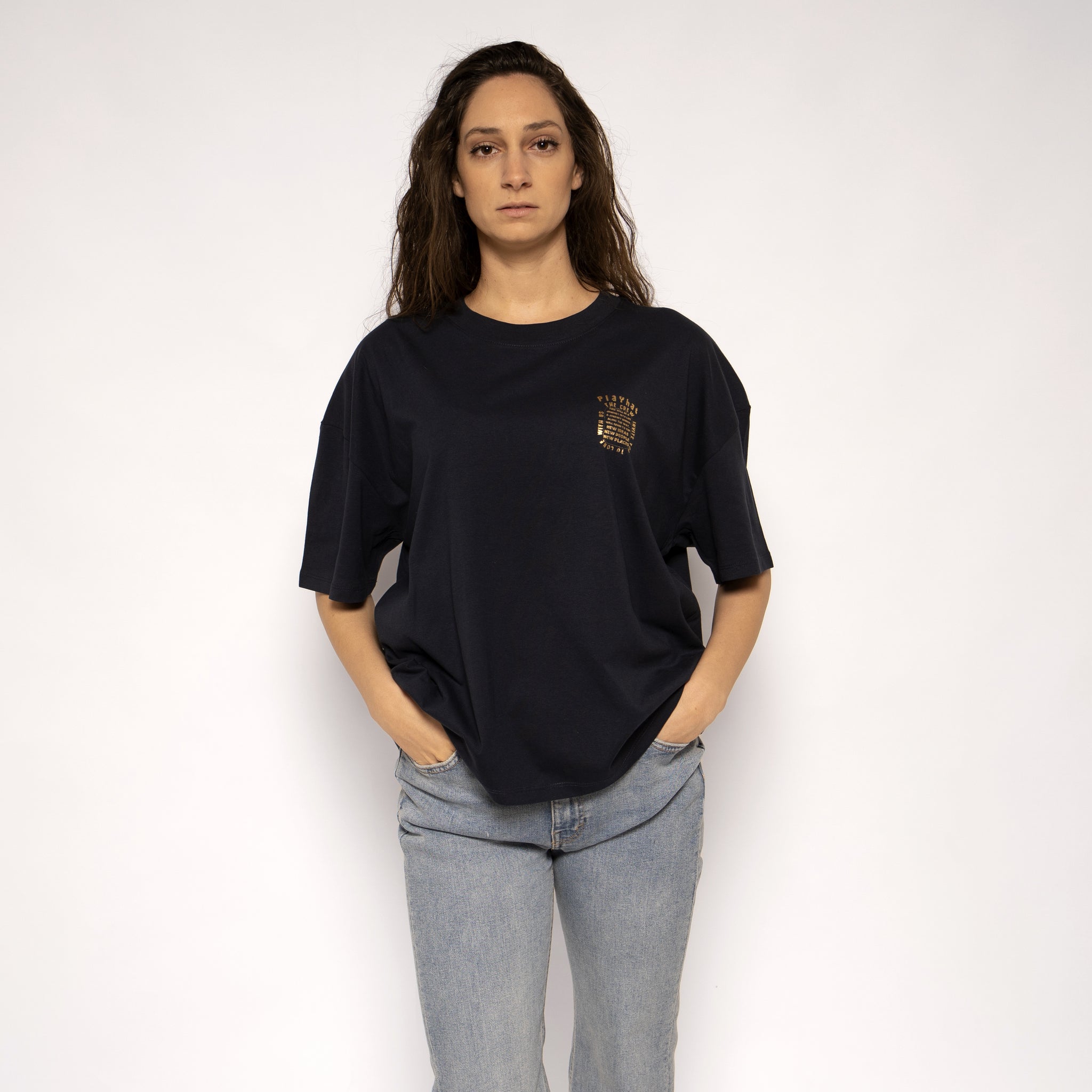 T-shirt Donna Navy Oversize