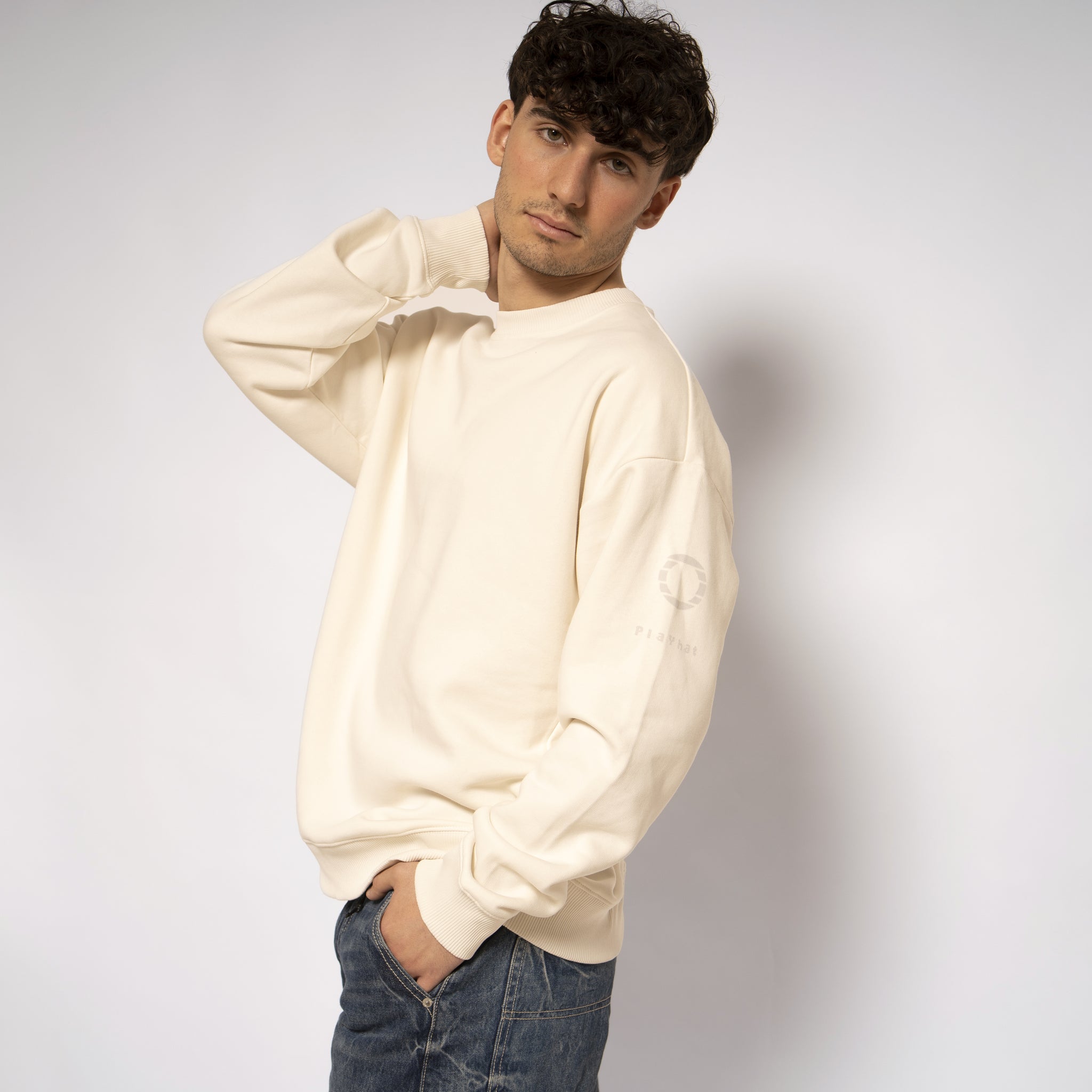 Felpa Unisex girocollo oversize Ivory