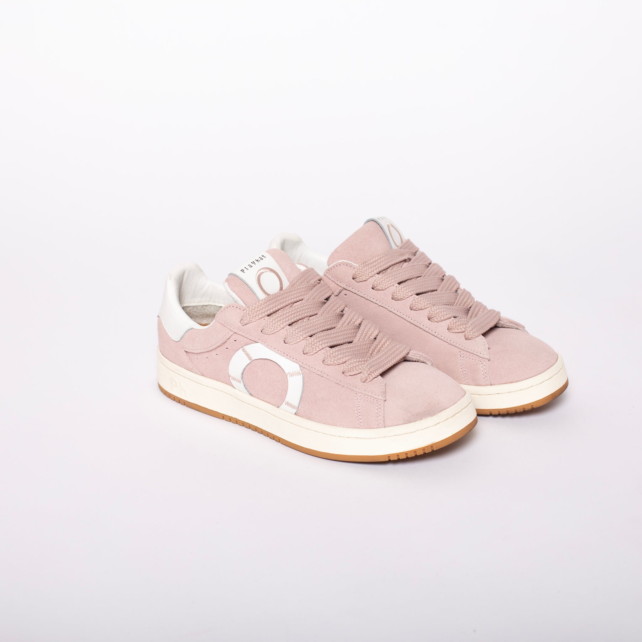 Sneakers in camoscio con logo sul lato e lacci flat colore Rosa