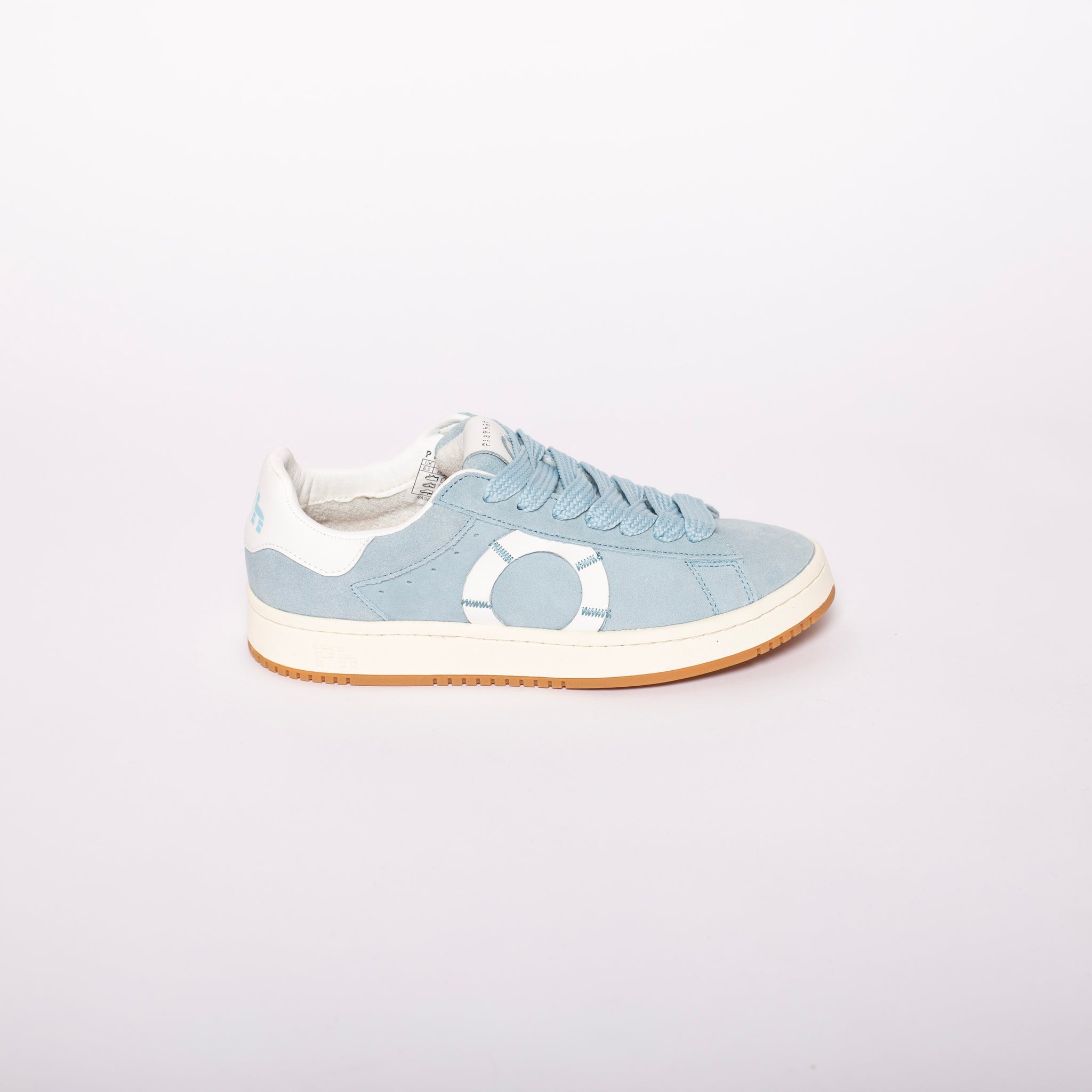 Sneakers in camoscio con logo sul lato e lacci flat colore Azzurro