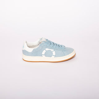 Sneakers in camoscio con logo sul lato e lacci flat colore Azzurro