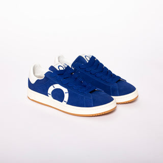 Sneakers in pelle con logo laterale colore Blu