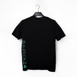 Retro T-shirt a maniche corte nera con logo grande Sntach24 verde